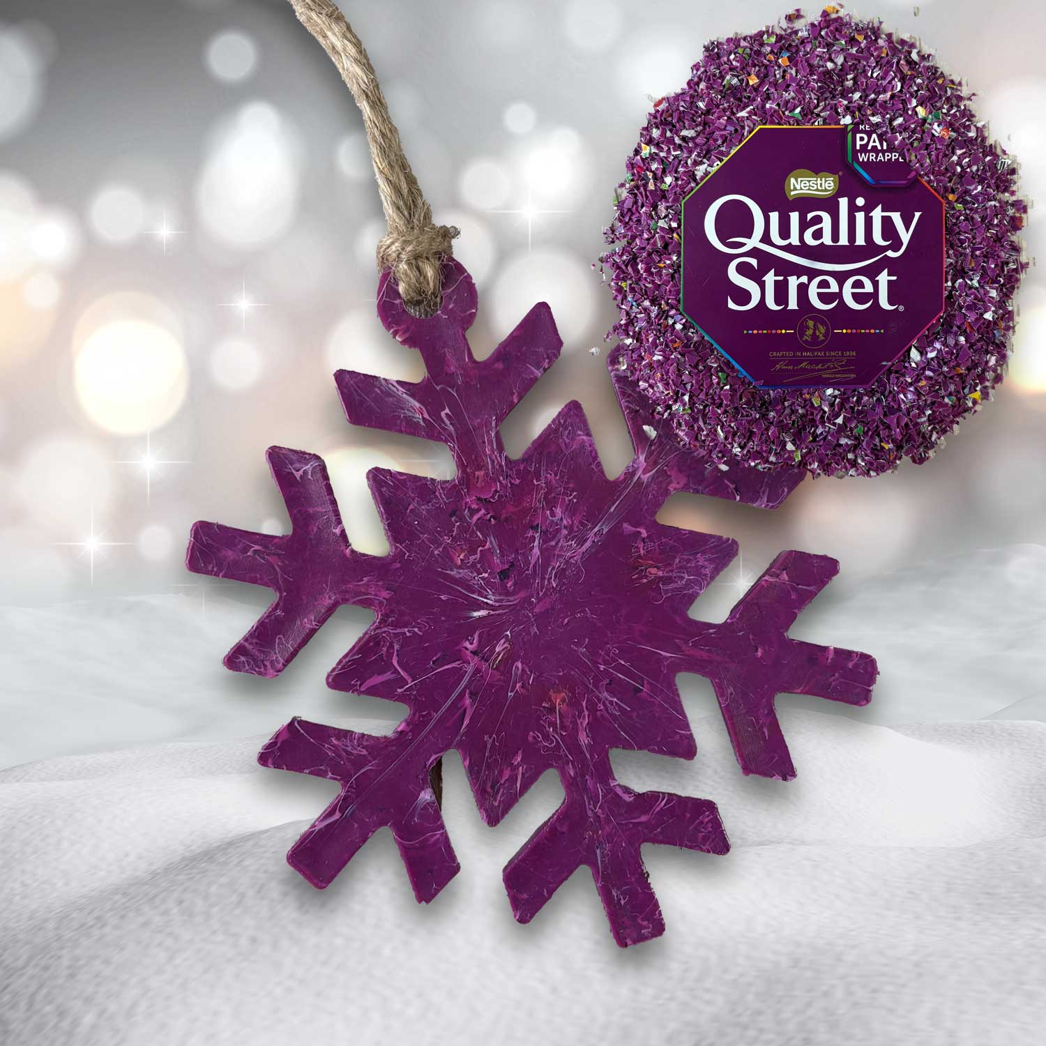Recycled Plastic Christmas Decoration, Snowflake, Quality Purple