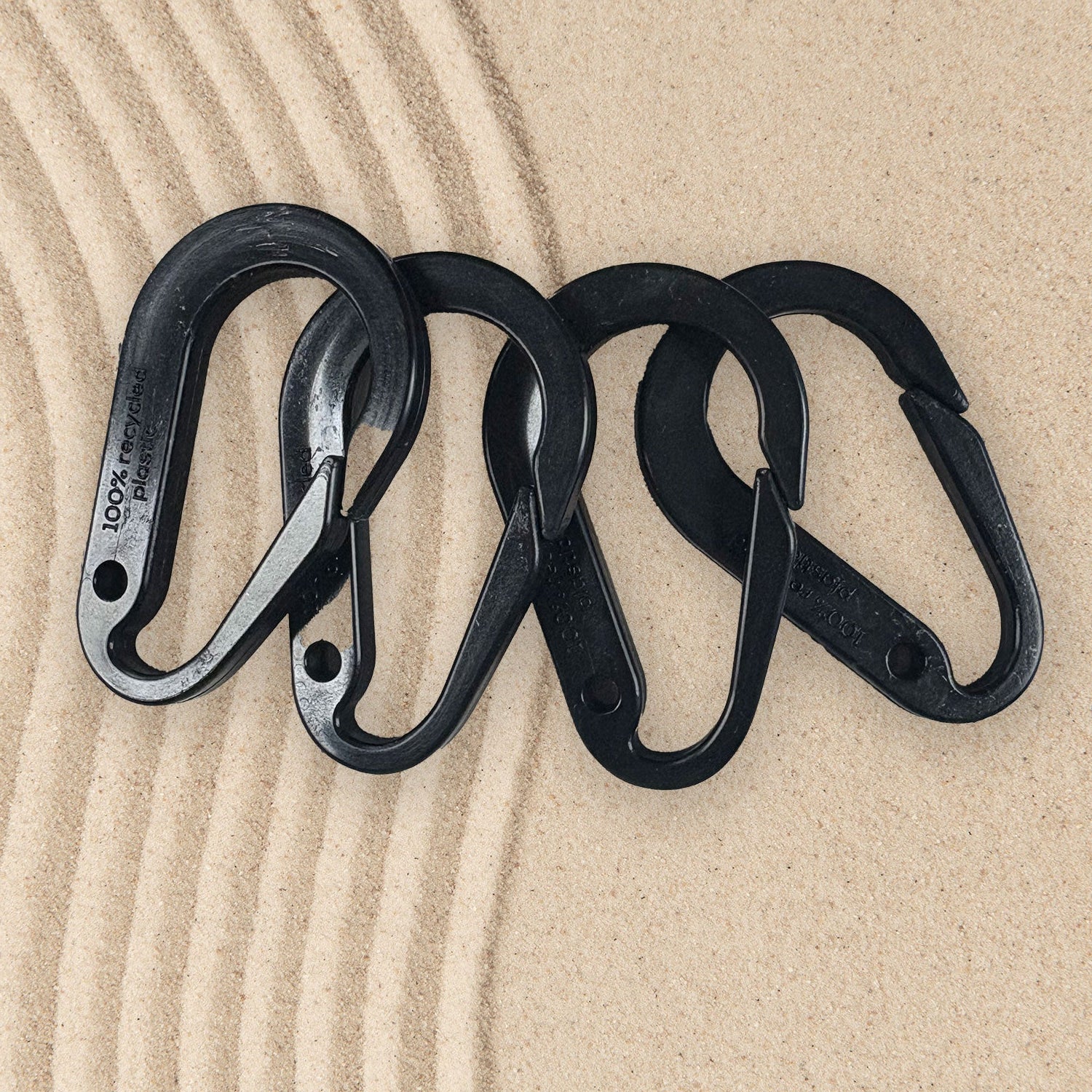 Carabiner made from Recycled Plastic, Black, 4 Pack