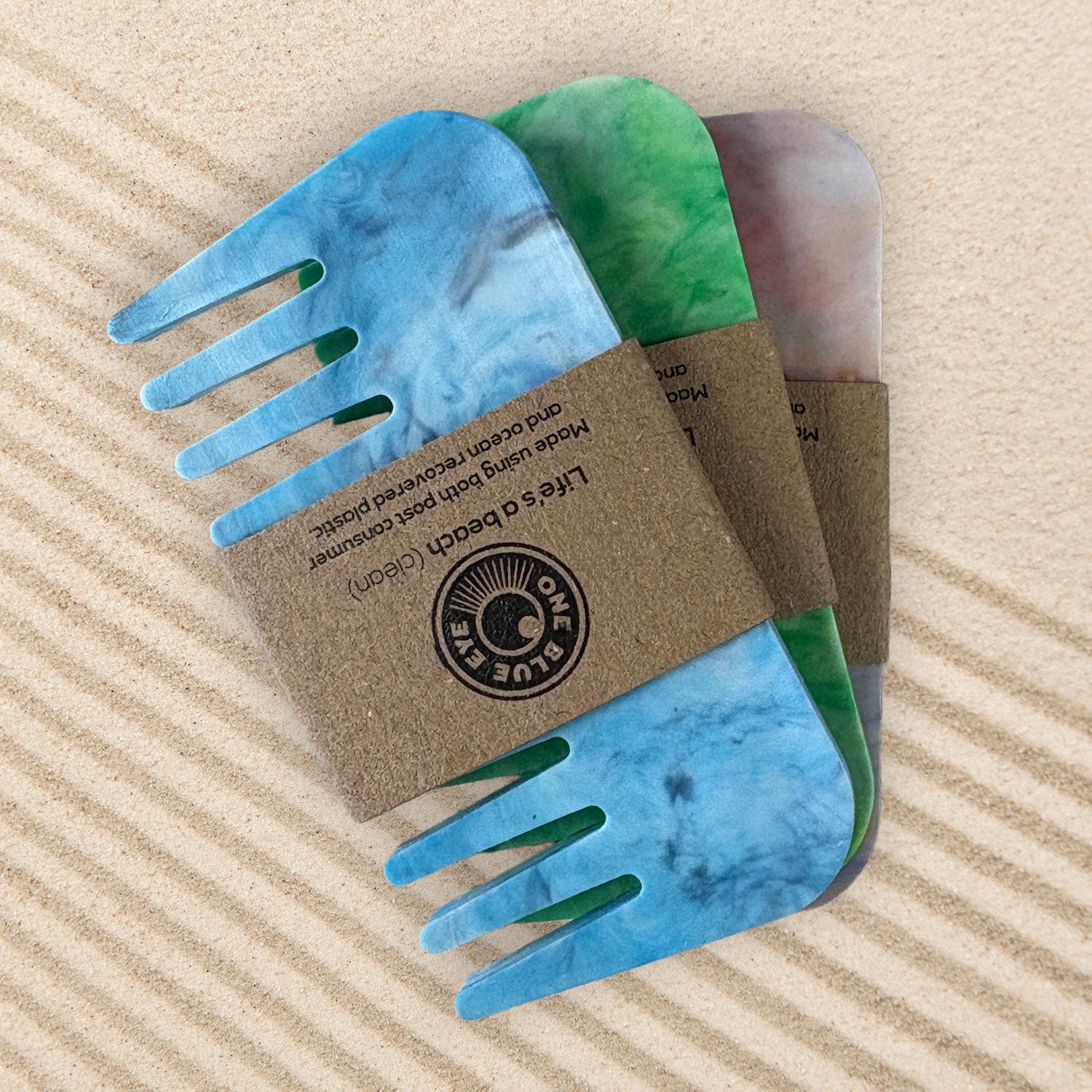 Ocean Inspired Recycled Plastic Comb, 3 Pack Bundle