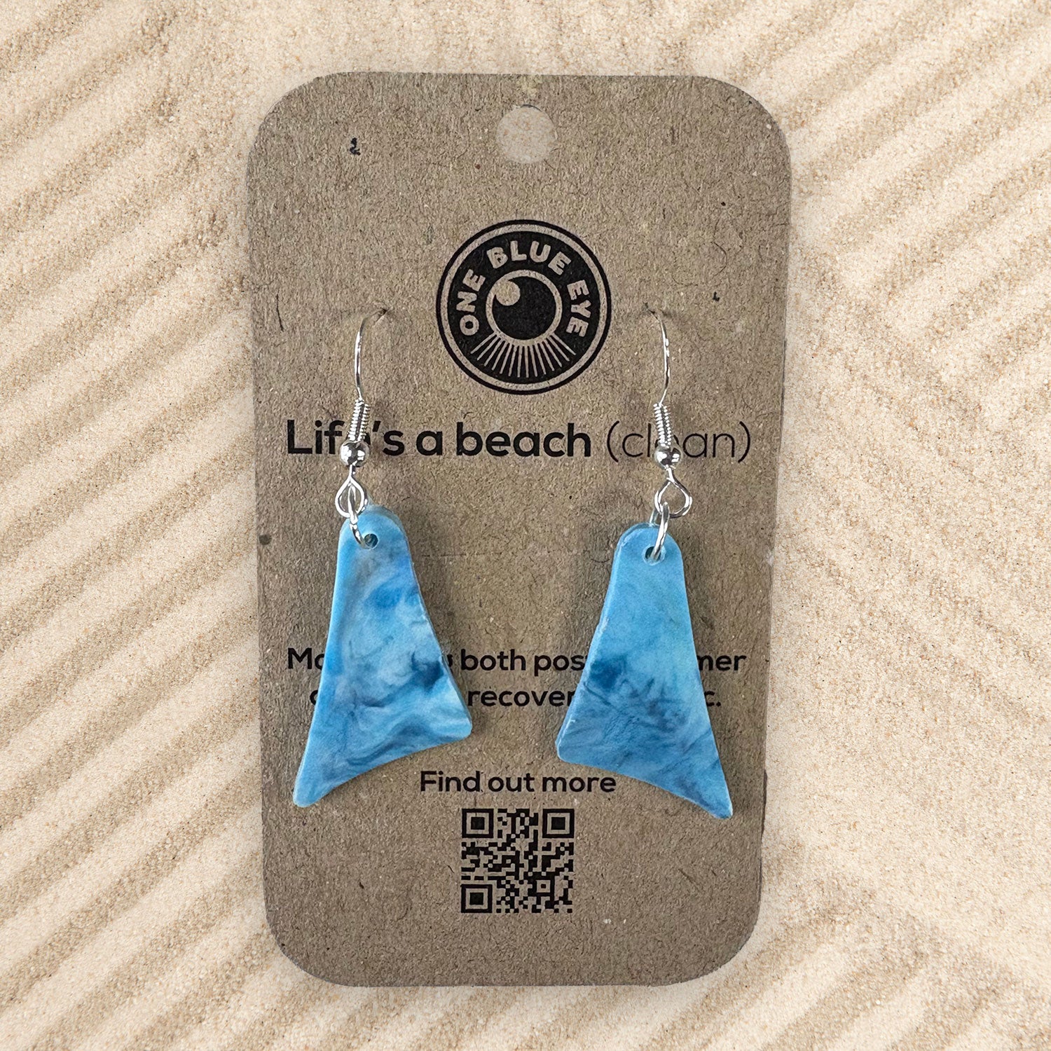 Cornish Surf Inspired Recycled Plastic Bodyboard Fins Earrings, Blue