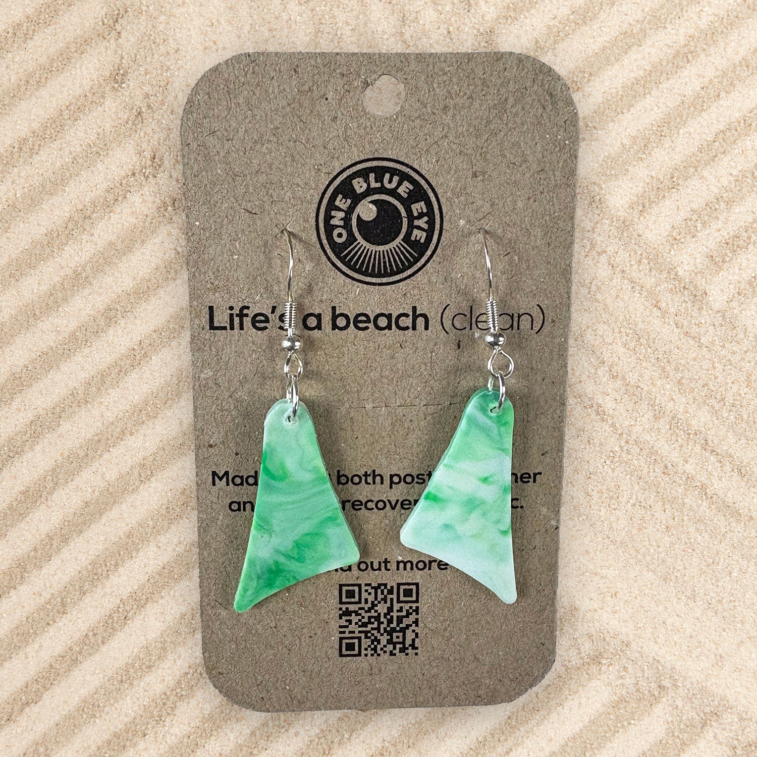 Cornish Surf Inspired Recycled Plastic Bodyboard Fins Earrings, Green