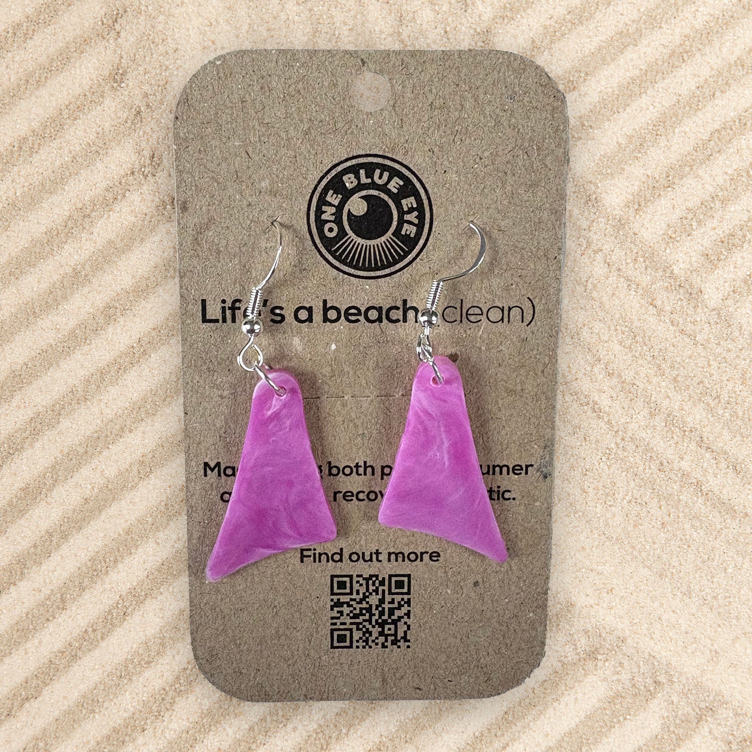 Cornish Surf Inspired Recycled Plastic Bodyboard Fins Earrings, Pink