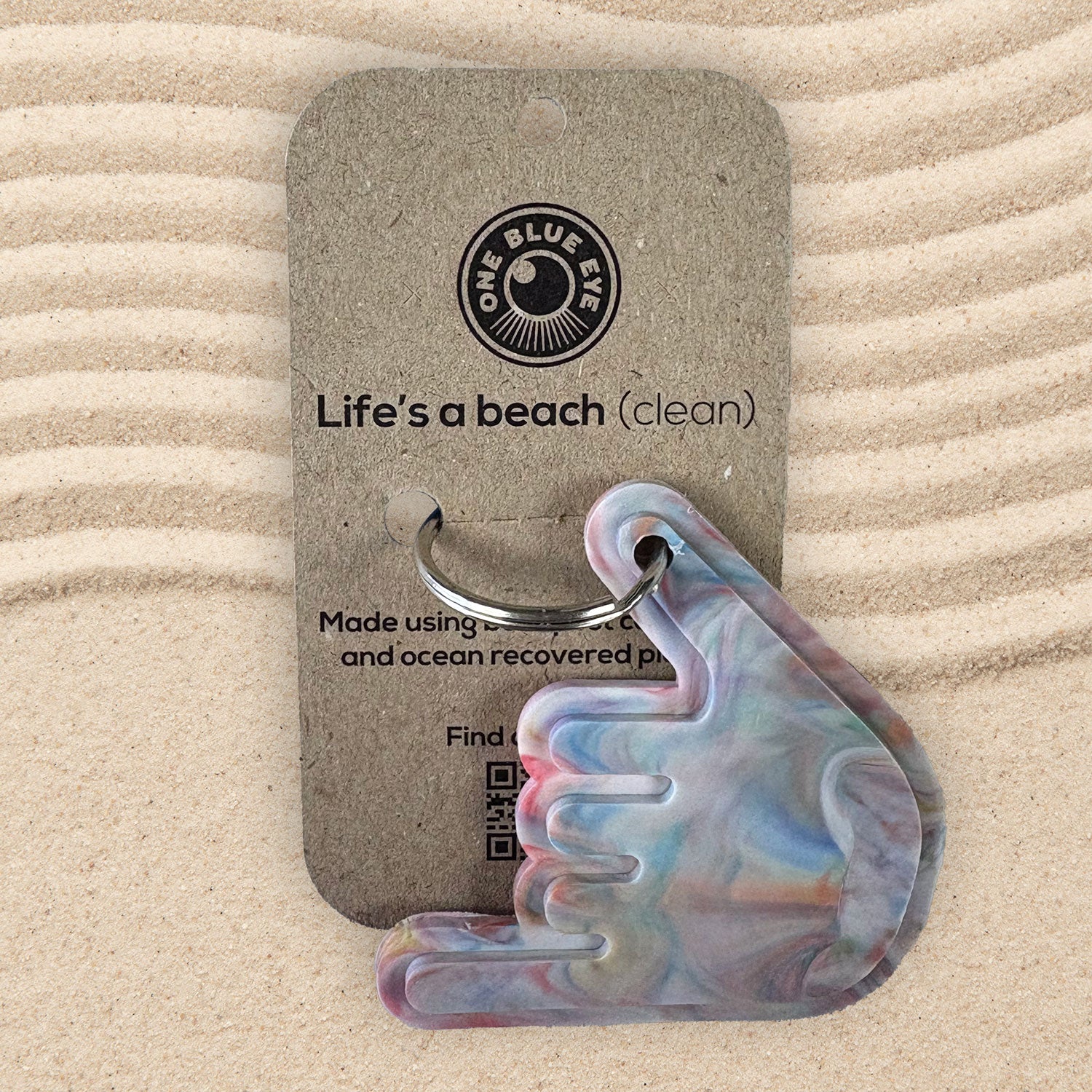 Cornish Surf Inspired Recycled Plastic Shaka Key Ring, Multi Colour