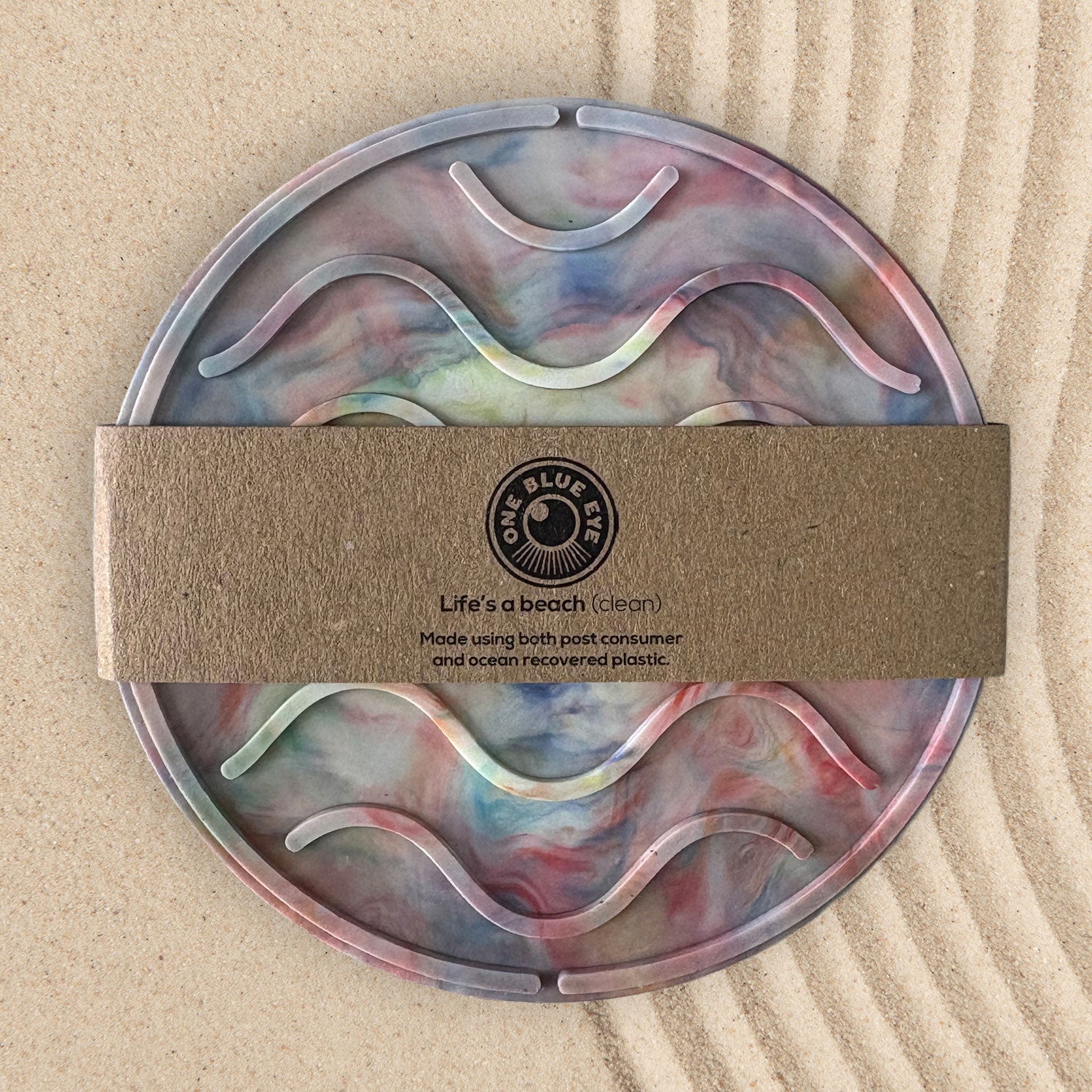 Recycled Plastic Wave Design Soap Dish, Circular, Multi Colour