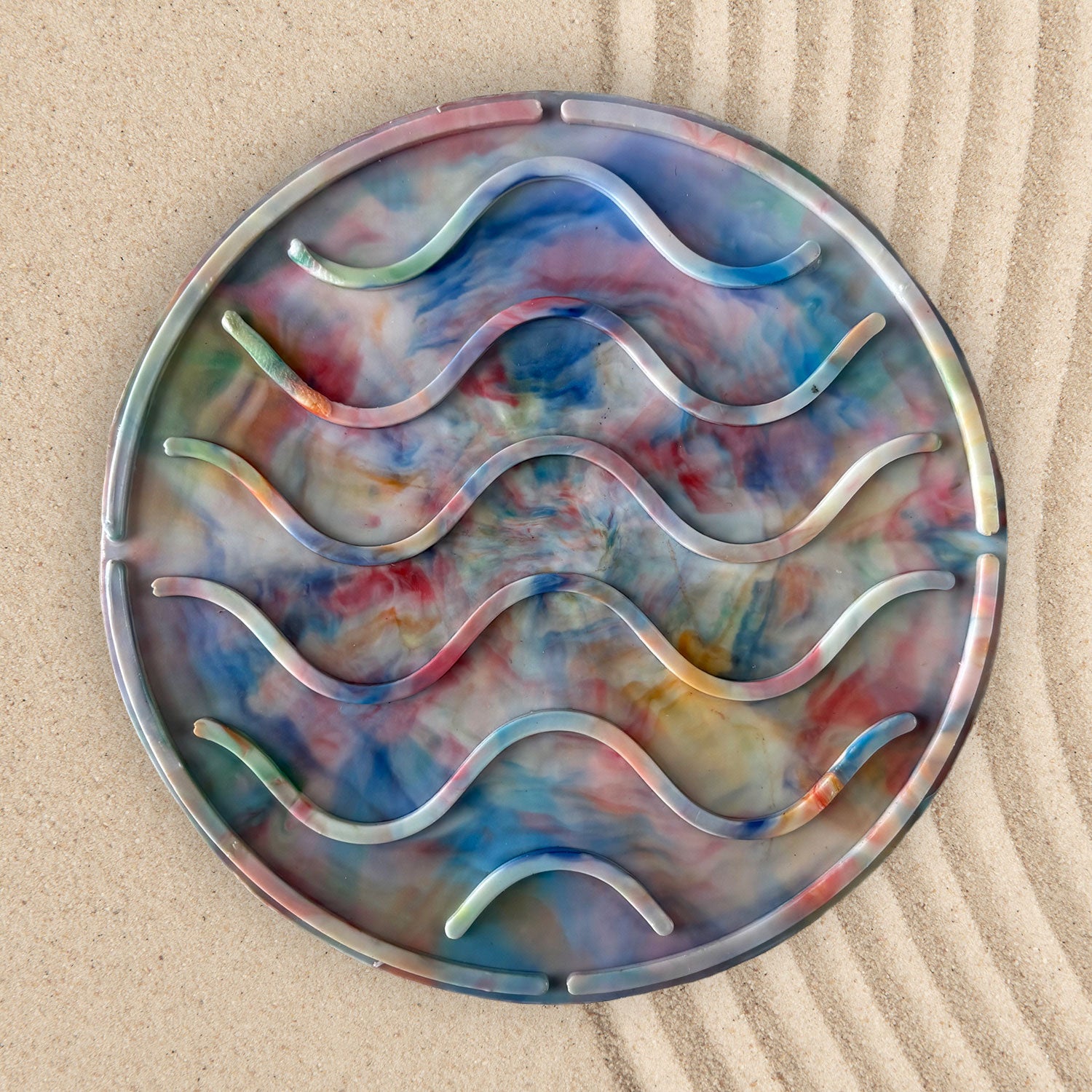 Recycled Plastic Wave Design Soap Dish, Circular, Multi Colour