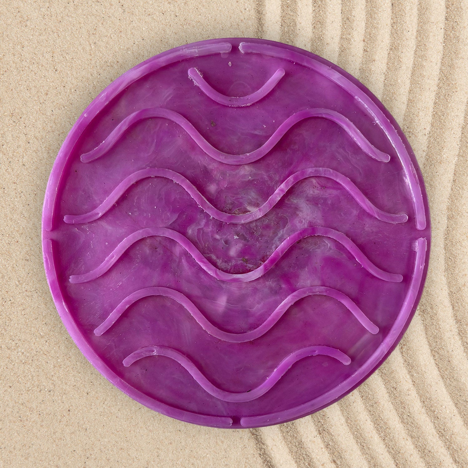 Recycled Plastic Wave Design Soap Dish, Circular, Pink