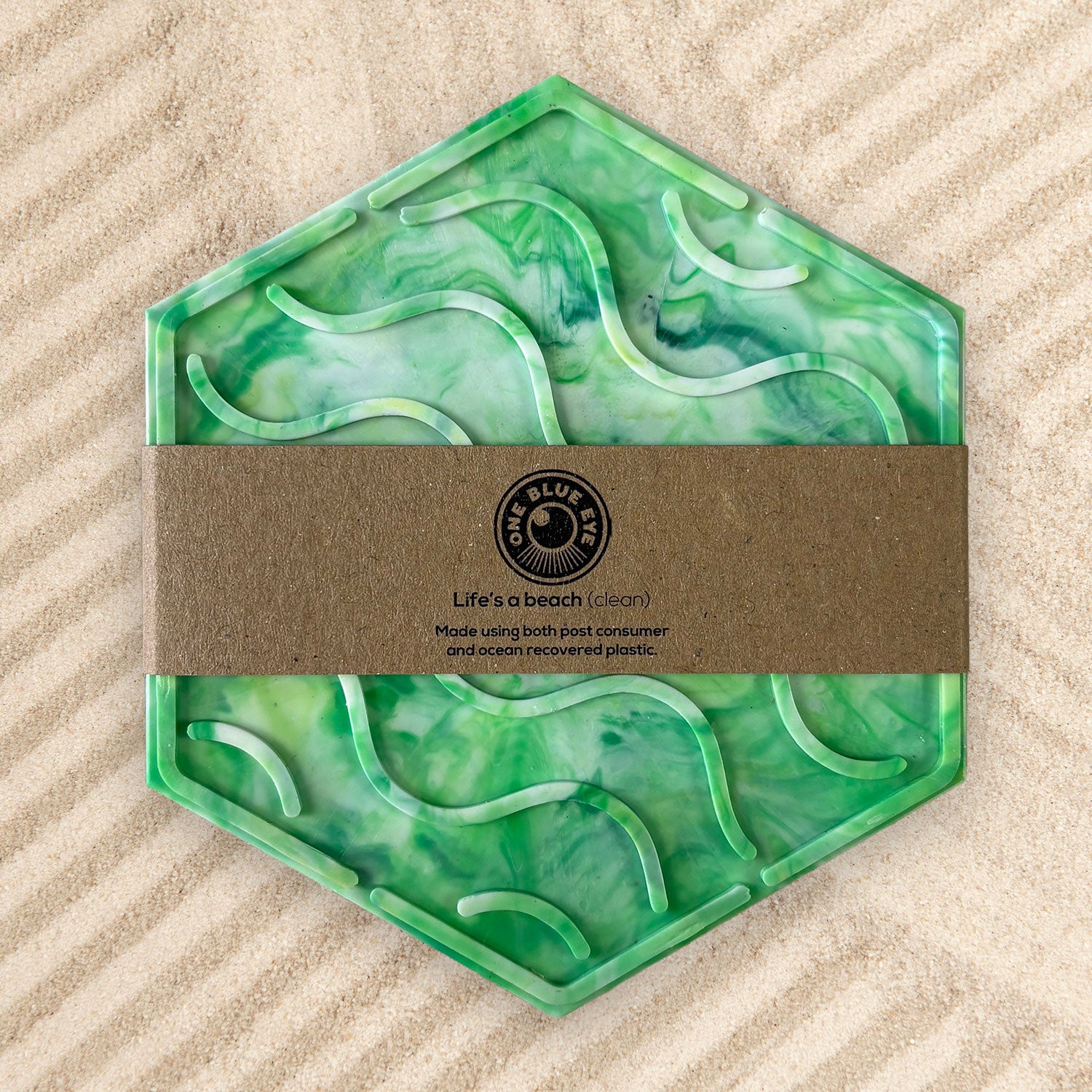 Recycled Plastic Wave Design Soap Dish, Hexagonal, 4 Pack Bundle