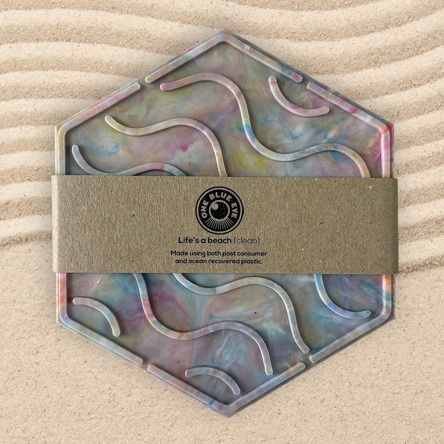 Recycled Plastic Wave Design Soap Dish, Hexagonal, Multi Colour