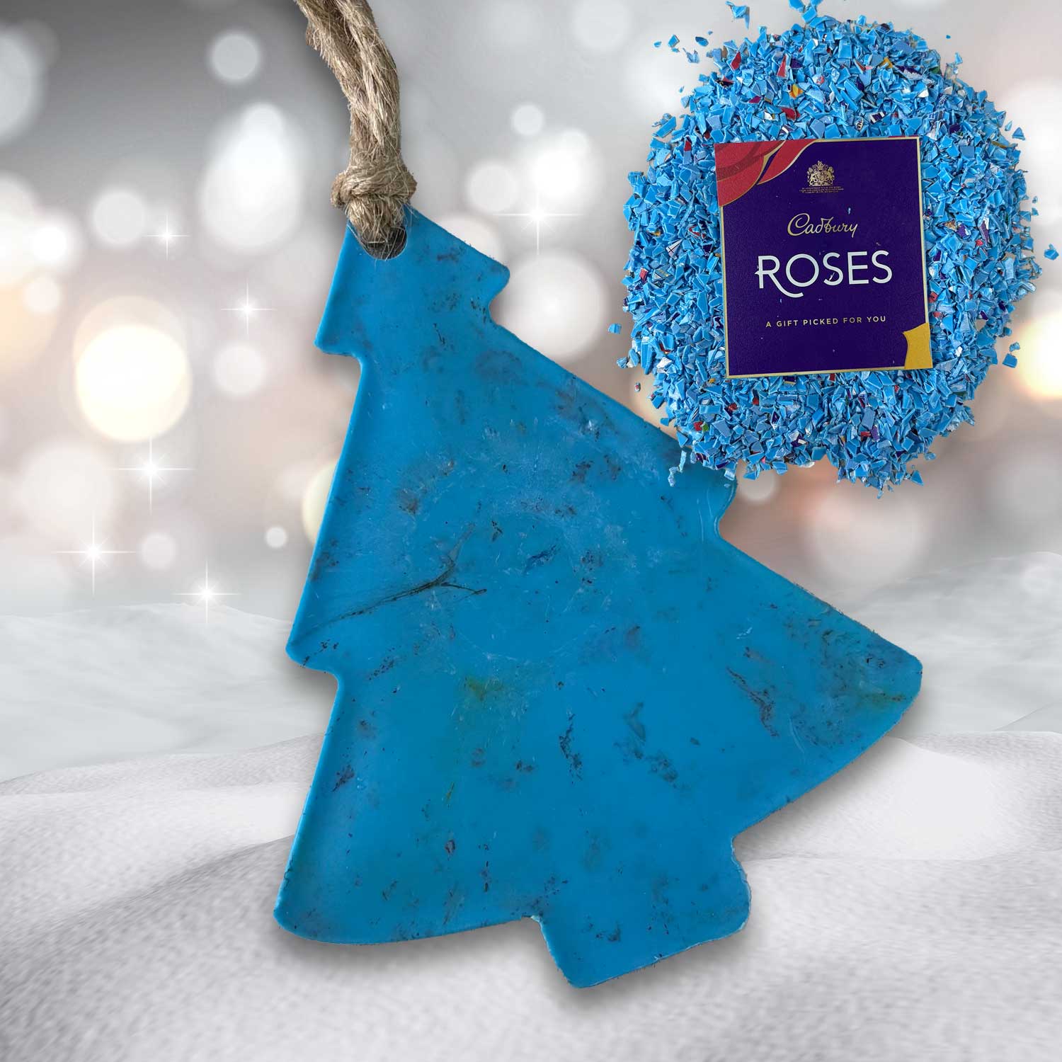 Recycled Plastic Christmas Decoration, Tree, Blue Rose
