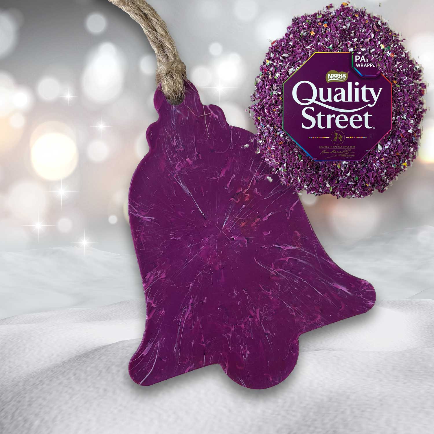 Recycled Plastic Christmas Decoration, 6 Pack, Quality Purple