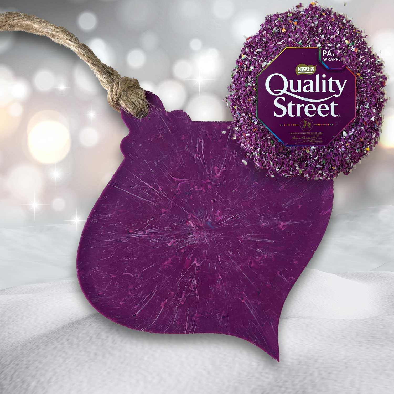 Recycled Plastic Christmas Decoration, Fluted Bauble, Quality Purple