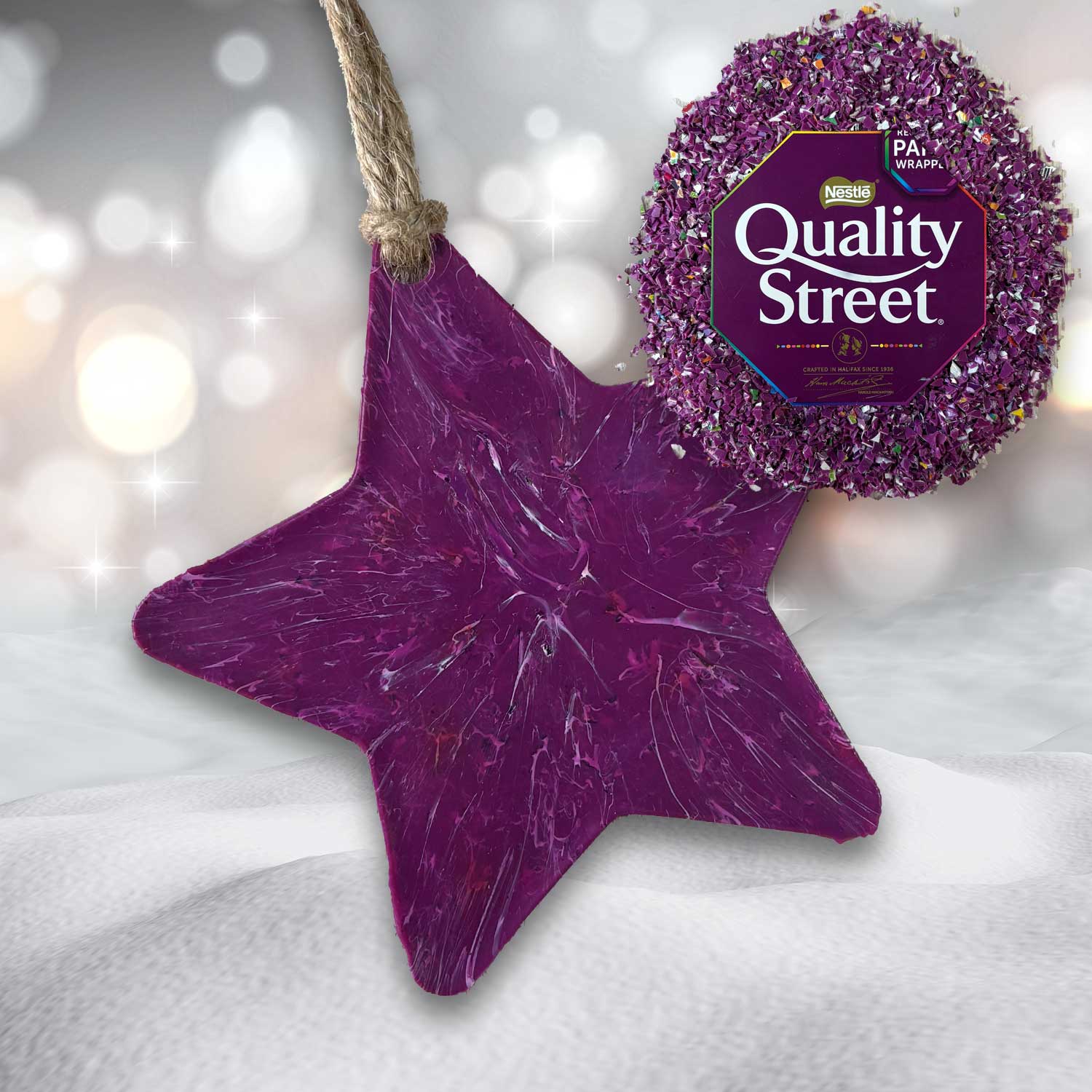 Recycled Plastic Christmas Decoration, Star, Quality Purple