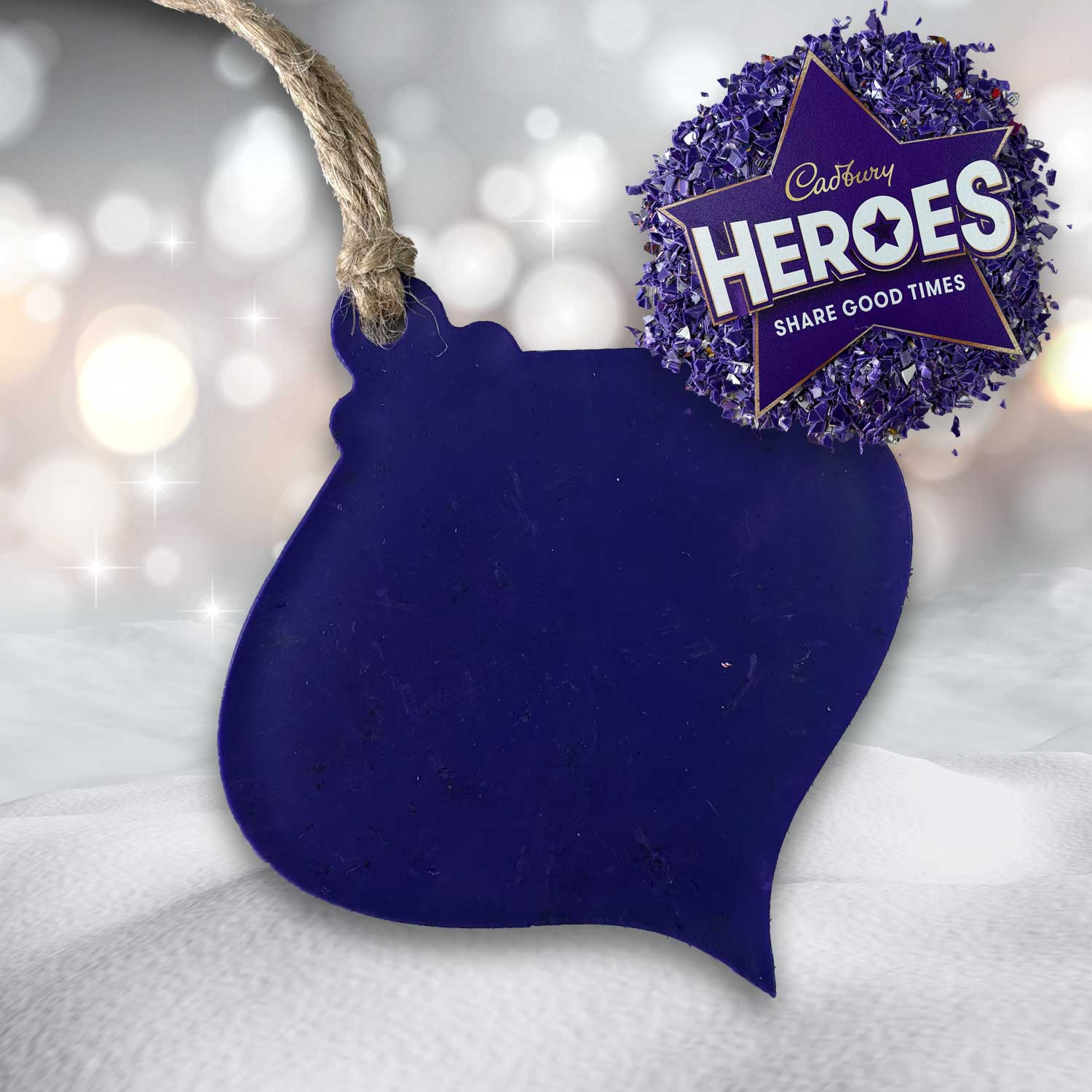 Recycled Plastic Christmas Decoration, Fluted Bauble, Purple Hero