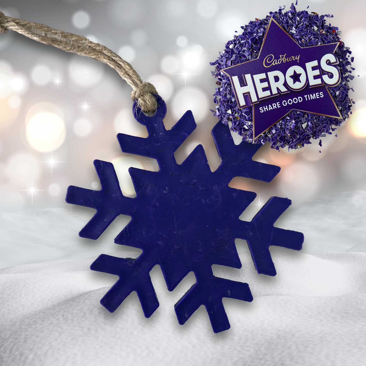 Recycled Plastic Christmas Decoration, Snowflake, Purple Hero
