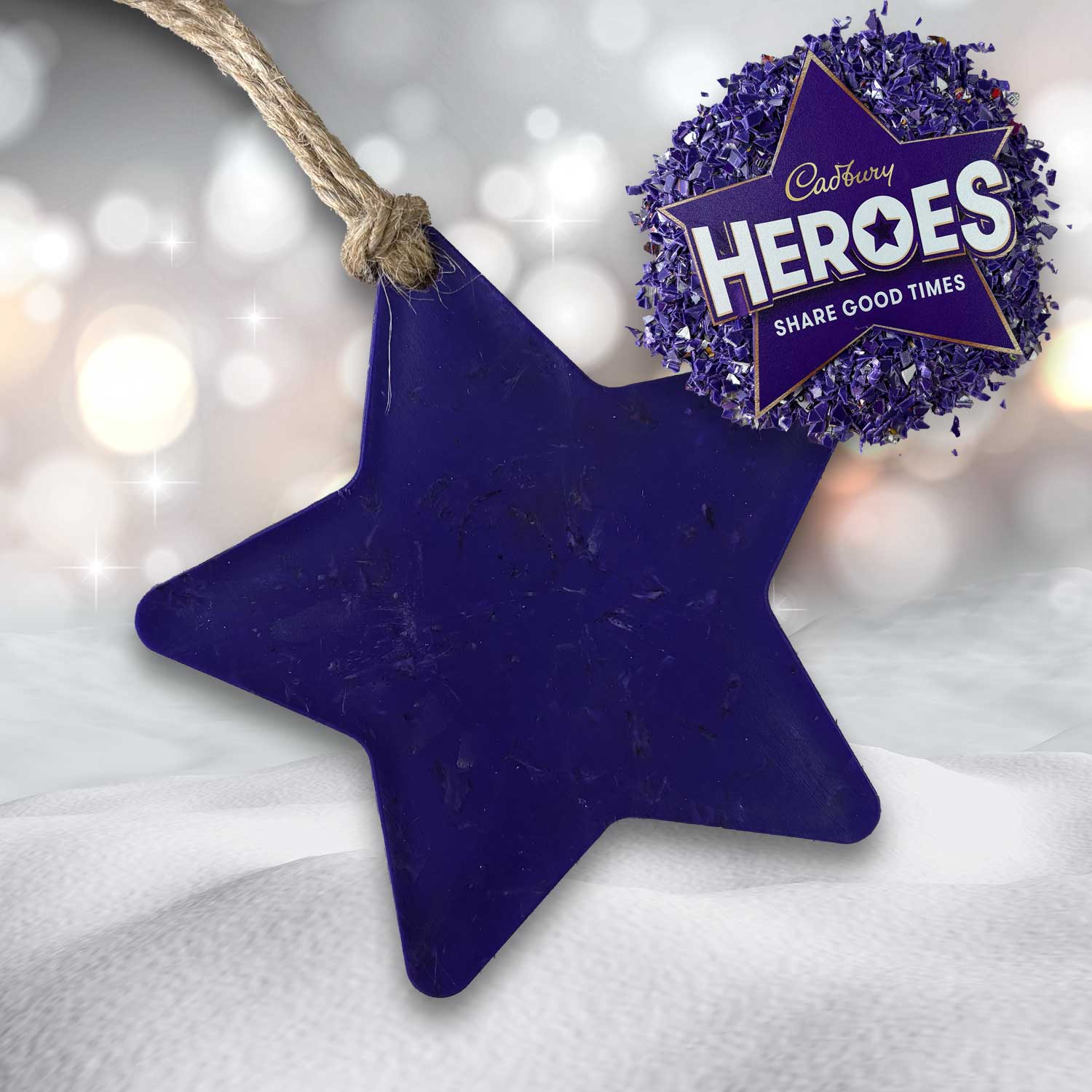 Recycled Plastic Christmas Decoration, Star, Purple Hero