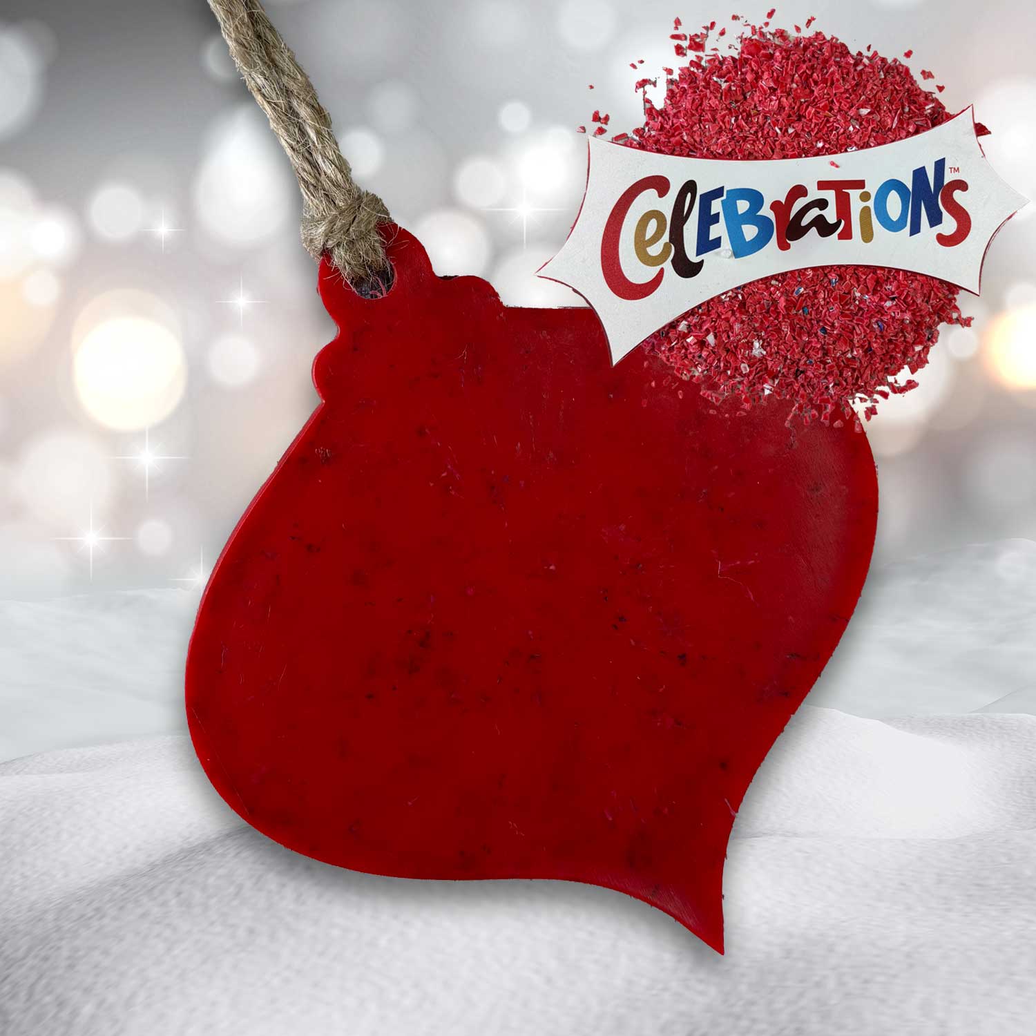 Recycled Plastic Christmas Decoration, Fluted Bauble, Red Celebration