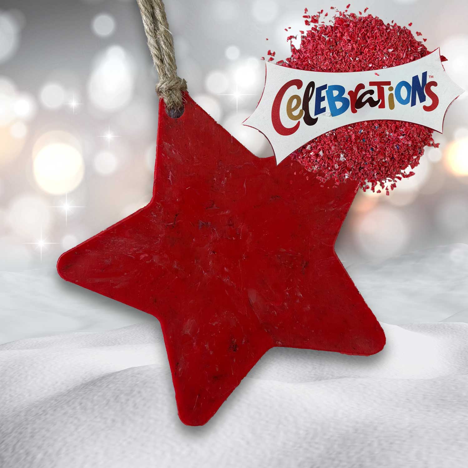 Recycled Plastic Christmas Decoration, Star, Red Celebration